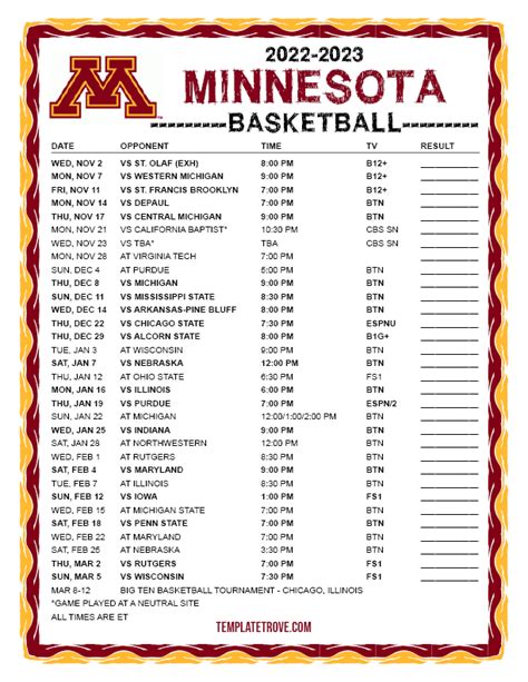 basketball schedule